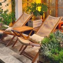 Juego 2 reposeras plegables mesa color Madera Terraza y Jardin