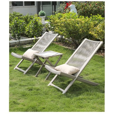 Juego 2 reposeras plegables mesa color Gris Terraza y Jardin