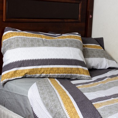 Juego de Sabanas Rayas 2.5 plazas Taupe. Masel Sábanas