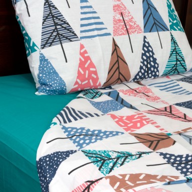 Juego de Sabanas Pinos 2.5 plazas Turquesa. Masel Sábanas