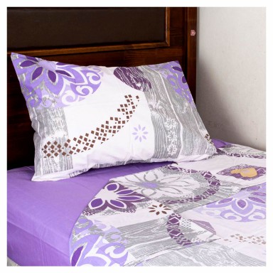 Juego de Sabanas Mandala 2.5 plazas Lila. Masel Sábanas