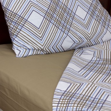 Juego de Sabanas Line 2.5 plazas Taupe. Masel Sábanas