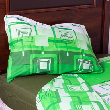 Juego de Sabanas Cuadros 2.0 plazas Verde. Masel Sábanas