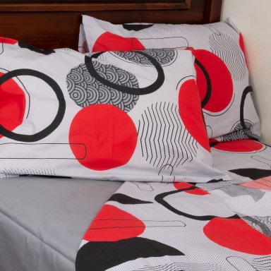 Juego de Sabanas Circulos 2.5 plazas Gris. Masel Sábanas