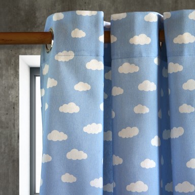 Cortina Argolla Lona Española Nubes Azul. Masel Inicio