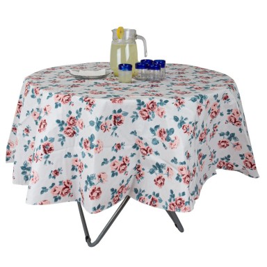 Mantel PVC Rosas Redondo 180 cm. Damasco. Masel Inicio