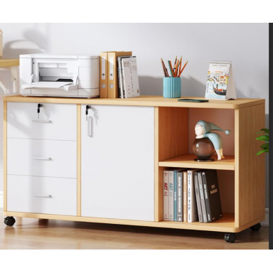 Gabinete con 3 cajones y ruedas color madera Escritorios