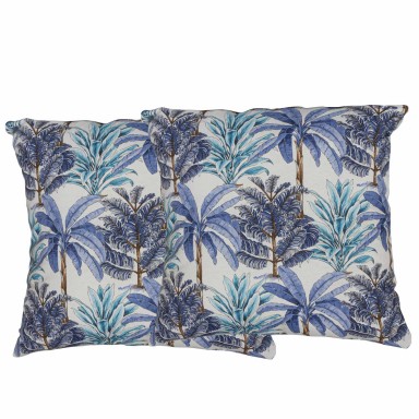 Set 2 cojines Lona Española Palmeras 50x50 cm. Azul. Masel Decoración