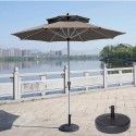 Quitasol 2.7m redondo Gris con base Terraza y Jardin
