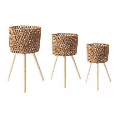Set de 3 maceteros de bamboo Cannes Maceteros