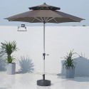 Quitasol 2.7m redondo Gris con base Terraza y Jardin