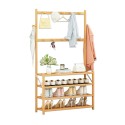Rack zapatero de bamboo con perchas Zapateros