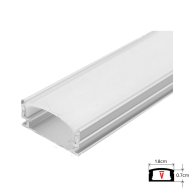 PERFIL 2M GRIS DIFUSOR 045MM MOD 509 PLANO BAJO SOBREP TAPA Y HEBILLAS KONNERGIE Iluminación