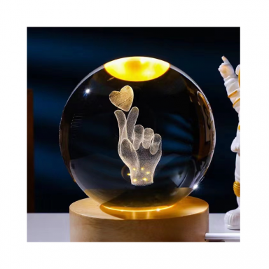 LAMPARA DE MESA LED BOLA DE CRISTAL 8 AMOR 3000K DC5V USB 1W KONNERGIE Iluminación