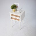 Velador Rattan 2 Cajones Blanco Veladores