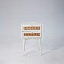 Velador Rattan 2 Cajones Blanco Veladores