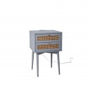 Velador Rattan 2 Cajones Gris Veladores