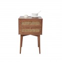 Velador Rattan 2 Cajones Madera Veladores