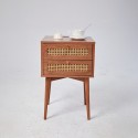 Velador Rattan 2 Cajones Madera Veladores