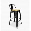 Pack 2 Taburetes Tolix con Base de madera clara y Respaldo Negro Sillas Modernas Tipo Eames DSW