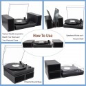 Tocadisco Bluetooth + Parlantes Modern Black Wood LPSC-008 Tocadiscos y Tornamesas