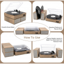 Tocadisco Bluetooth + Parlantes Wood LPSC-033 Tocadiscos y Tornamesas
