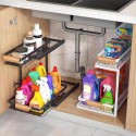 Organizador Estante Uso Bajo Lavaplatos 2 Niveles Cocina Baño Negro Organizacion