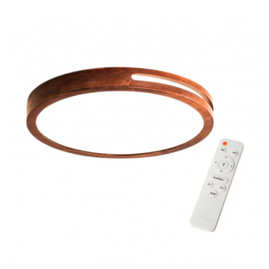 Lampara Redonda Sobrepuesta Madera Oscura con control 30cm 24w+24W Inicio