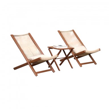 Juego 2 reposeras plegables mesa color Madera Juegos de Terraza