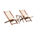 Juego 2 reposeras plegables mesa color Madera Terraza y Jardin