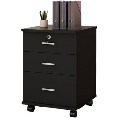 Gabinete para oficina 3 cajones con llave negro Inicio