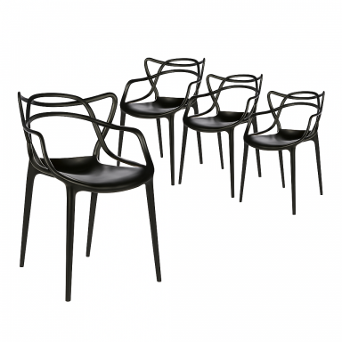 Pack 4 Sillas Master Negras Sillas Modernas Tipo Eames DSW