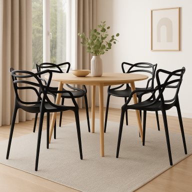 Pack 4 Sillas Master Negras Sillas Modernas Tipo Eames DSW