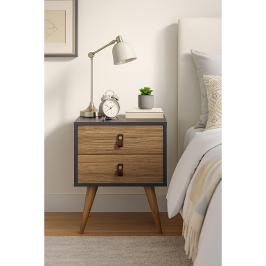 Velador 2 Niveles Woodline Beige & Brown Veladores