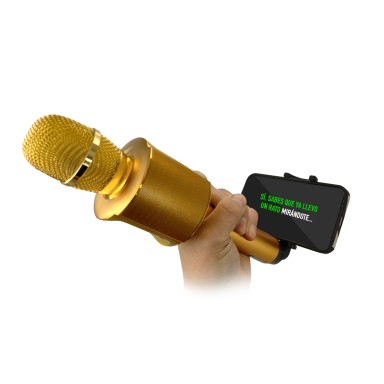 Micrófono Karaoke Lil Voice 2 LED Soporte Metal Gold MLAB Inicio