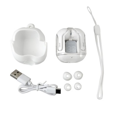 Audífonos MLAB TWS Glass Crystal Blancos– Bluetooth V5.4, Estuche Silicona Inicio