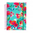Cuaderno Flores Fondo Turquesa Inicio