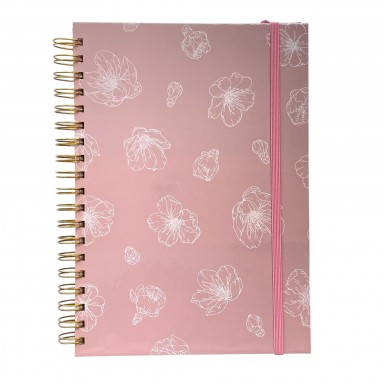 Cuaderno Flores Blancas Grandes Fondo Rosa Inicio