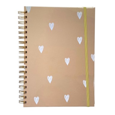 Cuaderno Corazones Fondo Café Claro Inicio