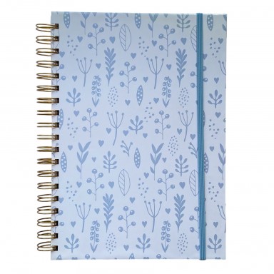 Cuaderno Flores Celestes Fondo Blanco Inicio