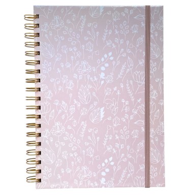 Cuaderno Flores Blancas Pequeñas Fondo Rosa Inicio