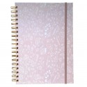 Cuaderno Flores Blancas Pequeñas Fondo Rosa Inicio