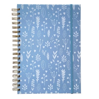 Cuaderno Flores Blancas Fondo Celeste Inicio