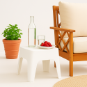 Mesa Banco Auxiliar Pvc Sunset Exterior Blanca Terraza y Jardin