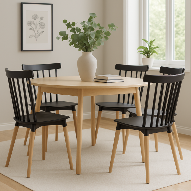 Pack 4 Sillas Windsor Negra Sillas de Comedor