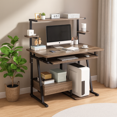 Escritorio 3 niveles Dark Wood Home Office