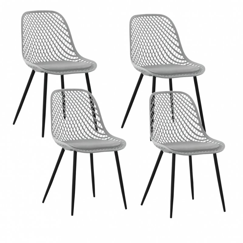 Pack de 4 Silla Europa Acolchada - Gris Sillas de Comedor