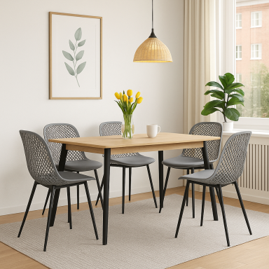 Pack de 4 Silla Europa Acolchada - Gris Sillas de Comedor