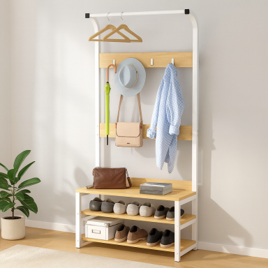 Mueble perchero madera madera clara Inicio