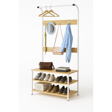 Mueble perchero madera madera clara El Container